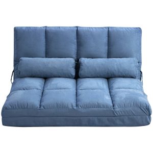 Gulvsovesofa sofa, foldbar, justerbar ryglæn, 102 cm x 73 cm x 60 cm, blå