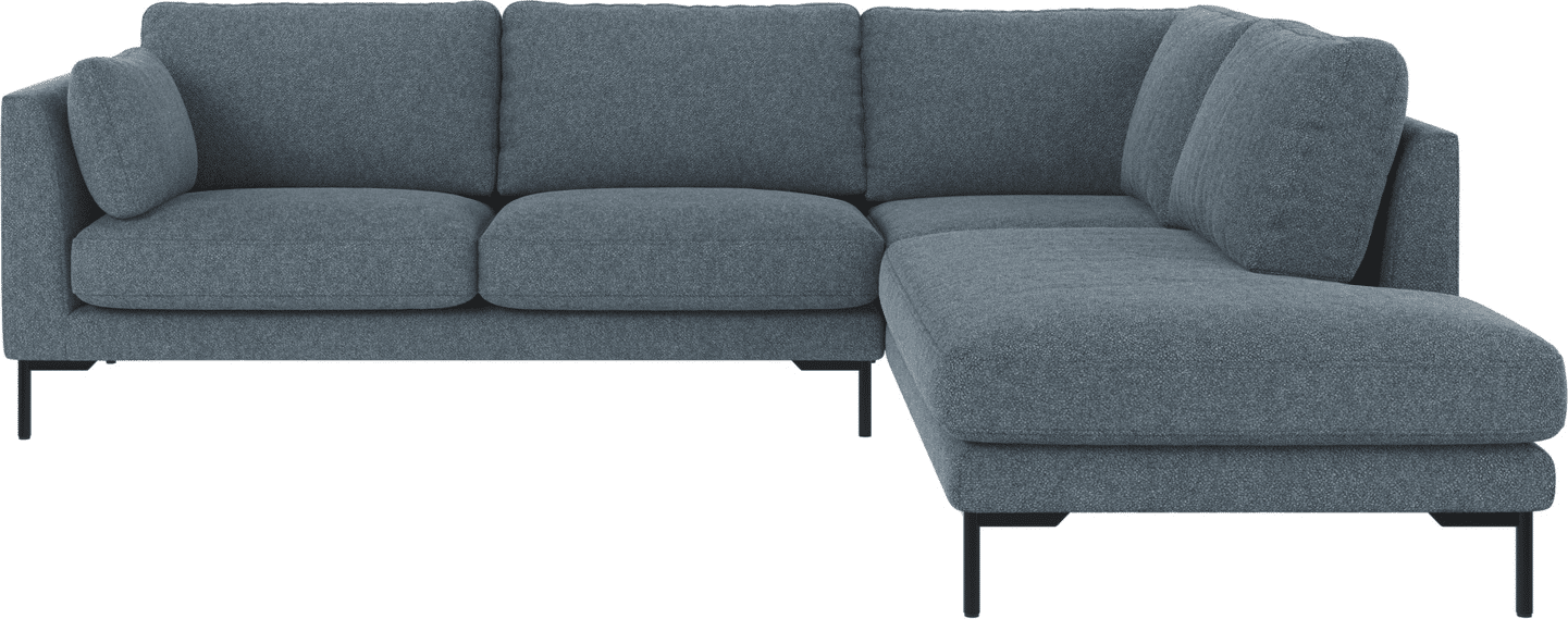 Hjørnesofa Rowico Corwin højrevendt mellemblå Bobby polyester slidstærk 266x226 cm FSC®-mix træramme