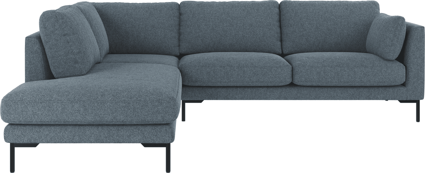 Hjørnesofa Rowico Corwin venstrevendt mellemblå Bobby 15 polyester FSC-mix metalben H83xB266xD226 cm