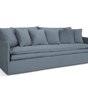 MICADONI Boho 4 pers. sofa, m. aftageligt betræk - lyseblå imiteret fløjl stof