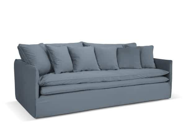 MICADONI Boho 4 pers. sofa, m. aftageligt betræk - lyseblå imiteret fløjl stof