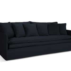 MICADONI Boho 4 pers. sofa, m. aftageligt betræk - mørkeblå imiteret fløjl stof