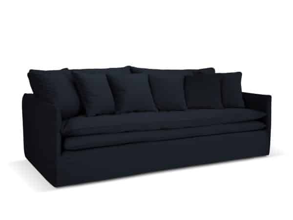 MICADONI Boho 4 pers. sofa, m. aftageligt betræk - mørkeblå imiteret fløjl stof