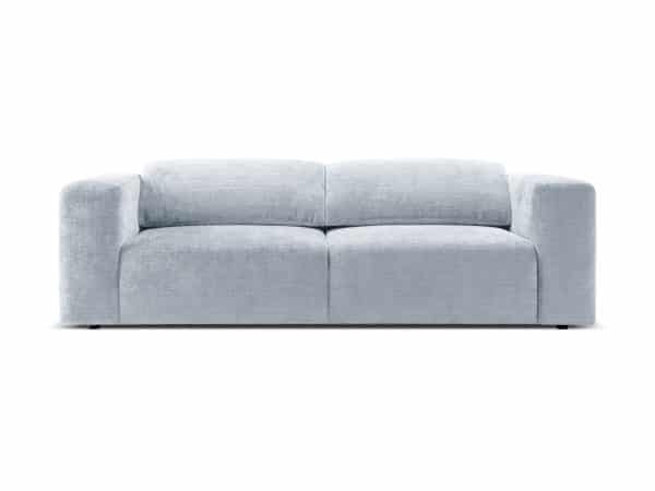 MICADONI Cruz 3 pers. sofa, m. foldbare nakkestøtter - pastelblå chenille stof