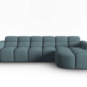MICADONI Lisa 4 pers. hjørnesofa, højre - lyseblå struktur stof
