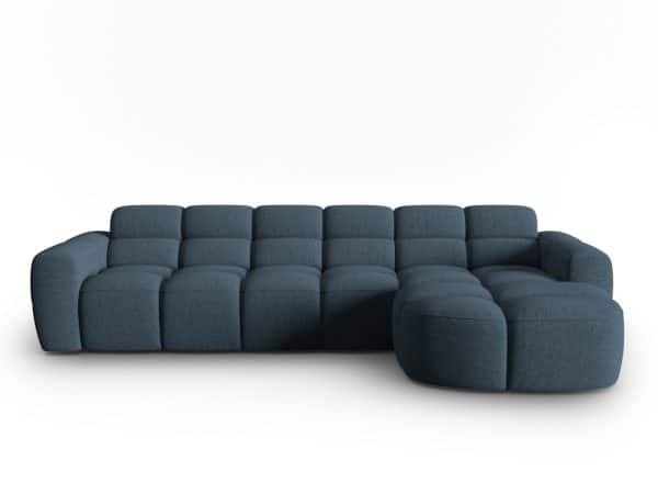 MICADONI Lisa 4 pers. hjørnesofa, højre - mørkeblå struktur stof