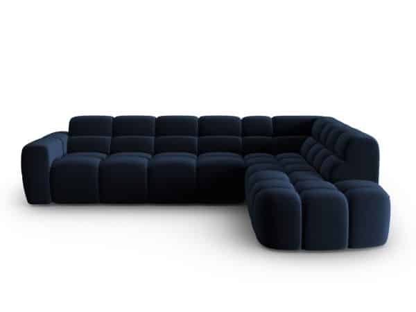 MICADONI Lisa 5 pers. hjørnesofa, højre - kongeblå fløjl stof