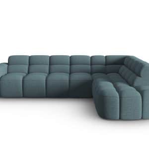 MICADONI Lisa 5 pers. hjørnesofa, højre - lyseblå struktur stof