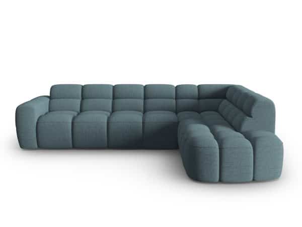MICADONI Lisa 5 pers. hjørnesofa, højre - lyseblå struktur stof