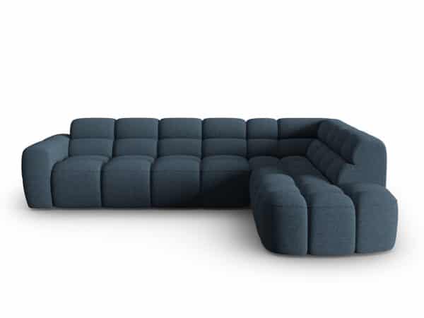 MICADONI Lisa 5 pers. hjørnesofa, højre - mørkeblå struktur stof