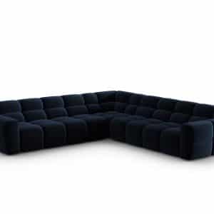 MICADONI Lisa 5 pers. symmetrisk hjørnesofa - kongeblå fløjl stof