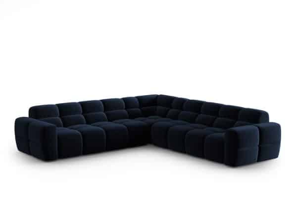 MICADONI Lisa 5 pers. symmetrisk hjørnesofa - kongeblå fløjl stof