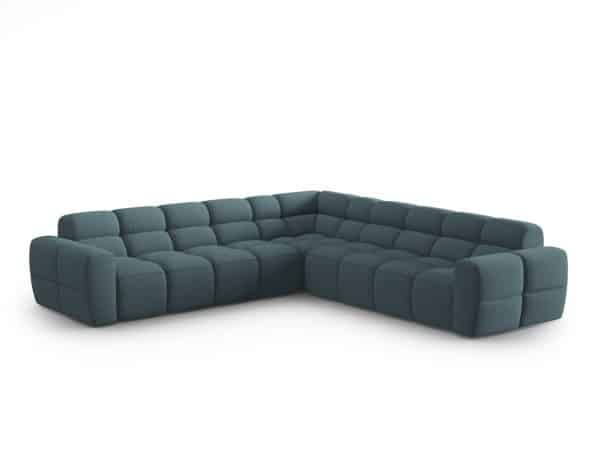 MICADONI Lisa 5 pers. symmetrisk hjørnesofa - lyseblå struktur stof