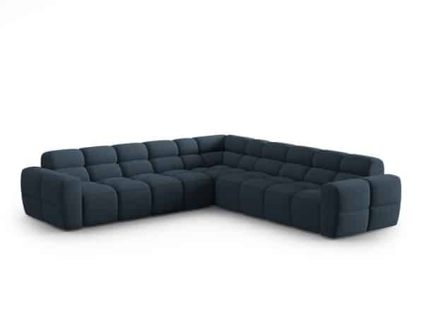 MICADONI Lisa 5 pers. symmetrisk hjørnesofa - mørkeblå struktur stof