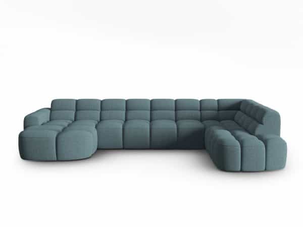 MICADONI Panoramisk Lisa 7 pers. hjørnesofa, højre - lysegrå struktur stof