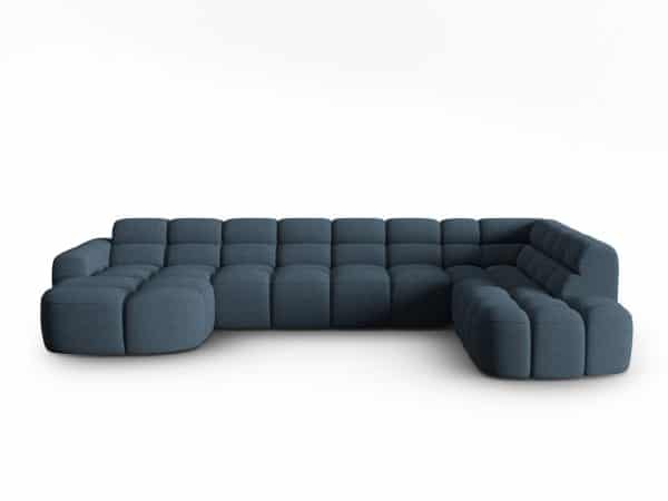 MICADONI Panoramisk Lisa 7 pers. hjørnesofa, højre - mørkeblå struktur stof