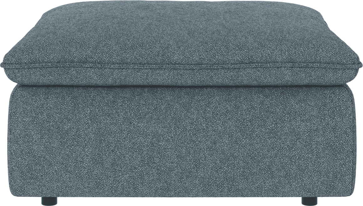 Puf og fodskammel til sofa Rowico Rawlins Bobby mellemblå polyester med Nozag-stålfjedring og FSC-mix certificering
