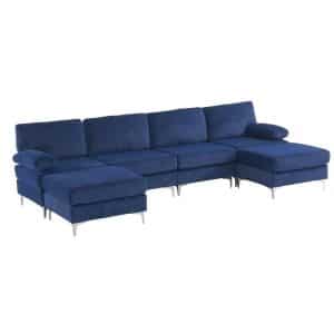 Homeville Pablo hjørnesofa velour blå 315x147x86cm