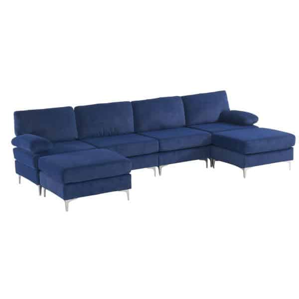 Homeville Pablo hjørnesofa velour blå 315x147x86cm