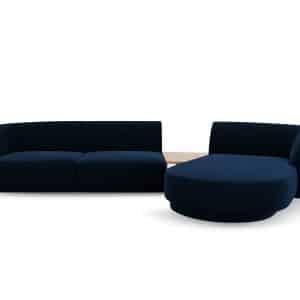 MICADONI Miley 3 pers. modulær hjørnesofa, højre, m. sofabord - kongeblå fløjl