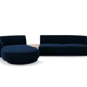 MICADONI Miley 3 pers. modulær hjørnesofa, venstre, m. sofabord - kongeblå fløjl