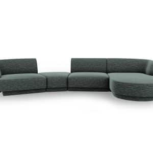 MICADONI Miley 4 pers. modulær sofa, højre, m. chaiselong og indbygget puf - petrol chenille