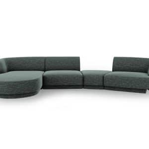 MICADONI Miley 4 pers. modulær sofa, venstre, m. chaiselong og indbygget puf - petrole chenille