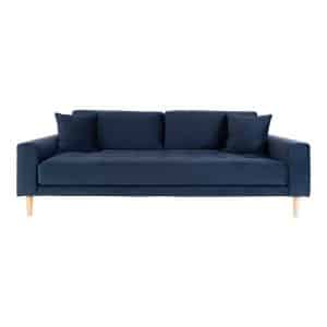 HOUSE NORDIC Lido 3 pers sofa - mørkeblå velour og natur træ